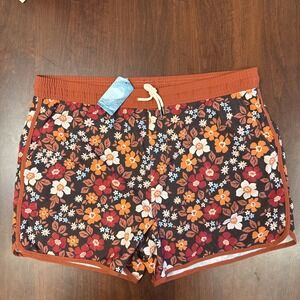 Men's Brisira Swim Trunks 3XL Size 40 Rust Color Hawaiian Floral